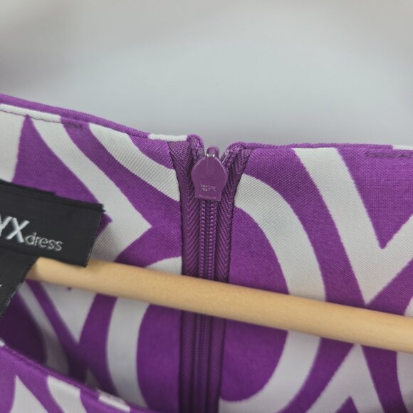 Alyx Purple White Circle Geometric Retro Mini Dress 12 - Picture 3 of 10